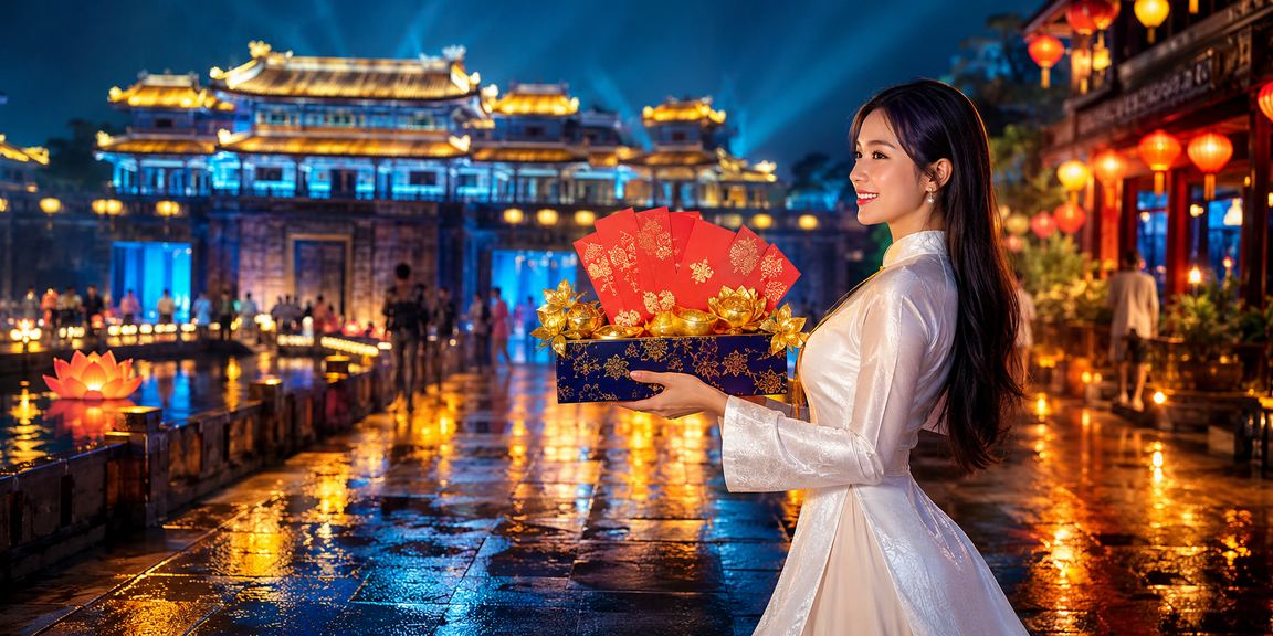 Phong bì đỏ may mắn và áo dài Huế – không khí Tết tại t06